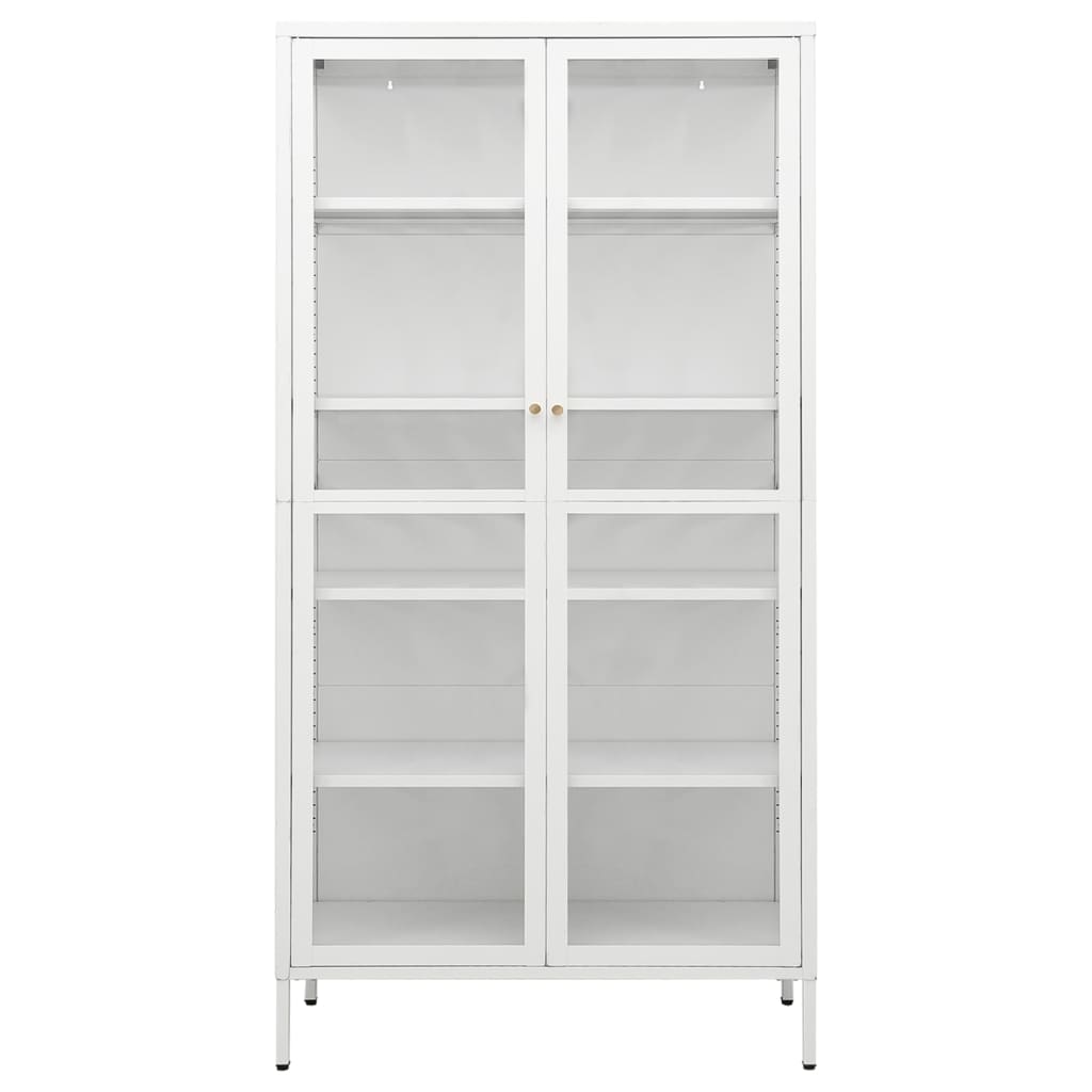 vidaXL Display Cabinet White 90x40x180 cm Steel and Tempered Glass