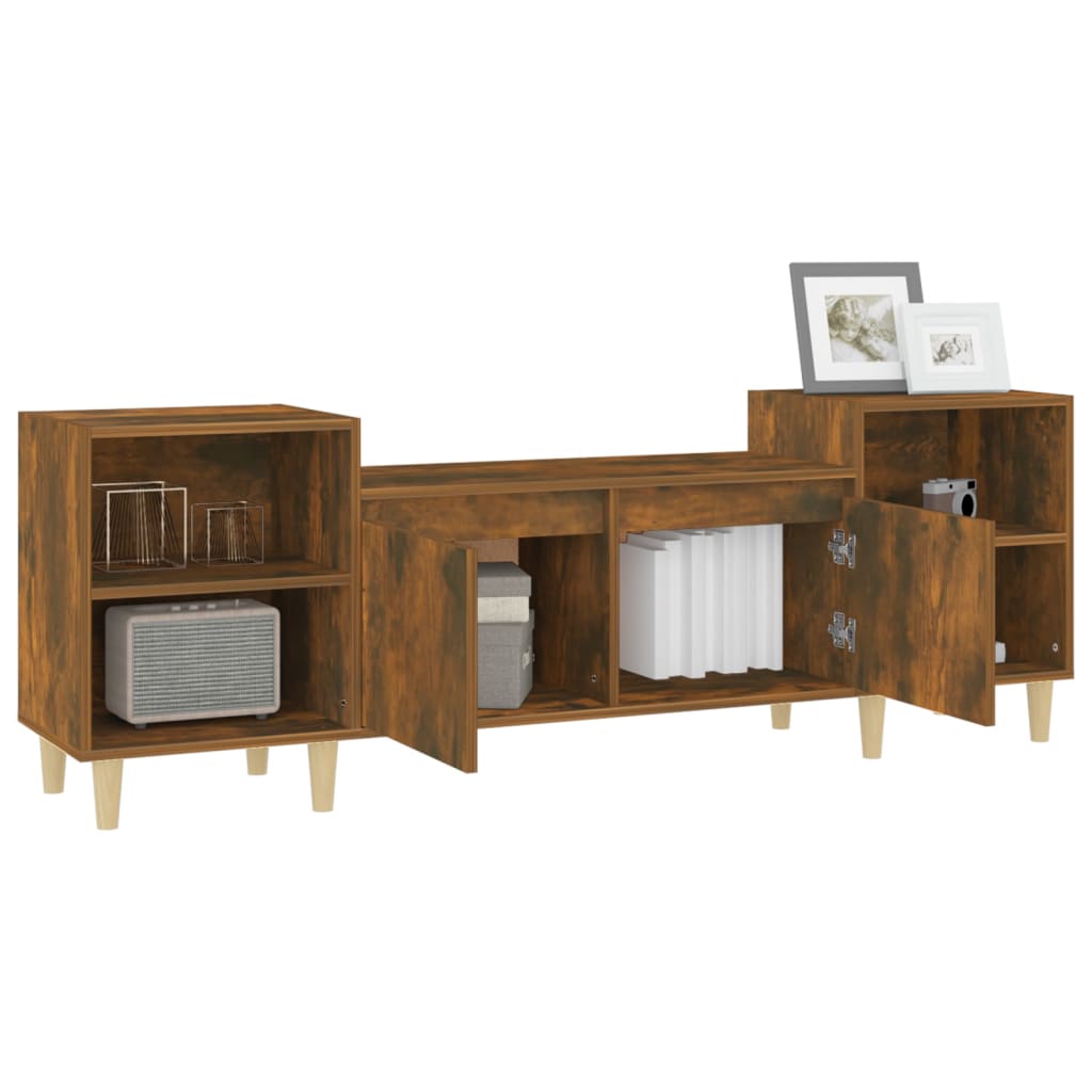 vidaXL TV Cabinet Smoked Oak 160x35x55 cm Engineered Wood