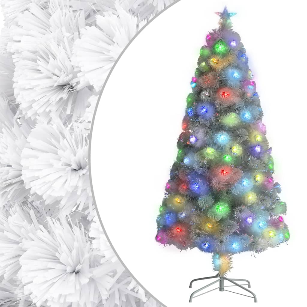 vidaXL Artificial Pre-lit Christmas Tree White 120 cm Fibre Optic