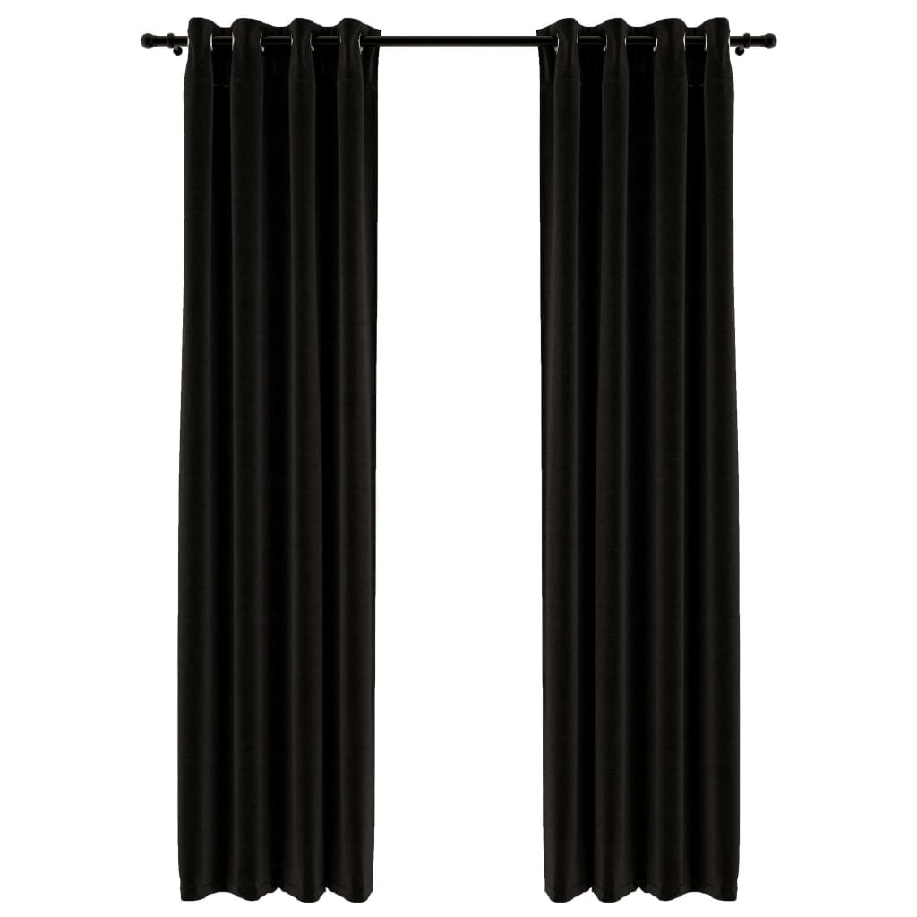 vidaXL Linen-Look Blackout Curtains 2 pcs Anthracite 140x245cm