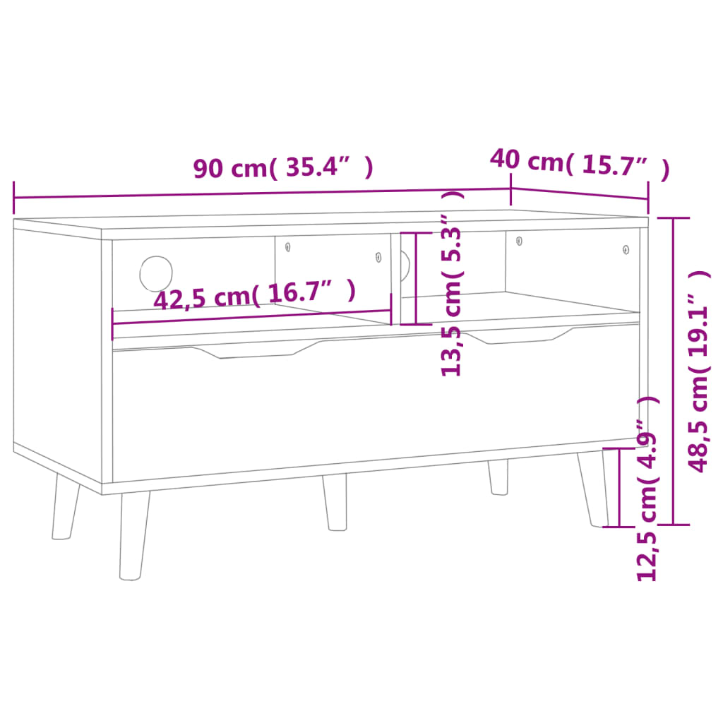 vidaXL TV Cabinet Concrete Grey 90x40x48.5 cm Engineered Wood