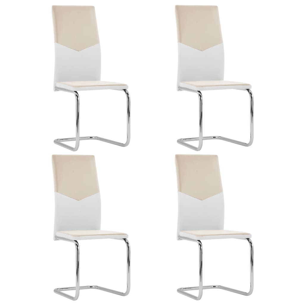 vidaXL Cantilever Dining Chairs 4 pcs Cappuccino Faux Leather