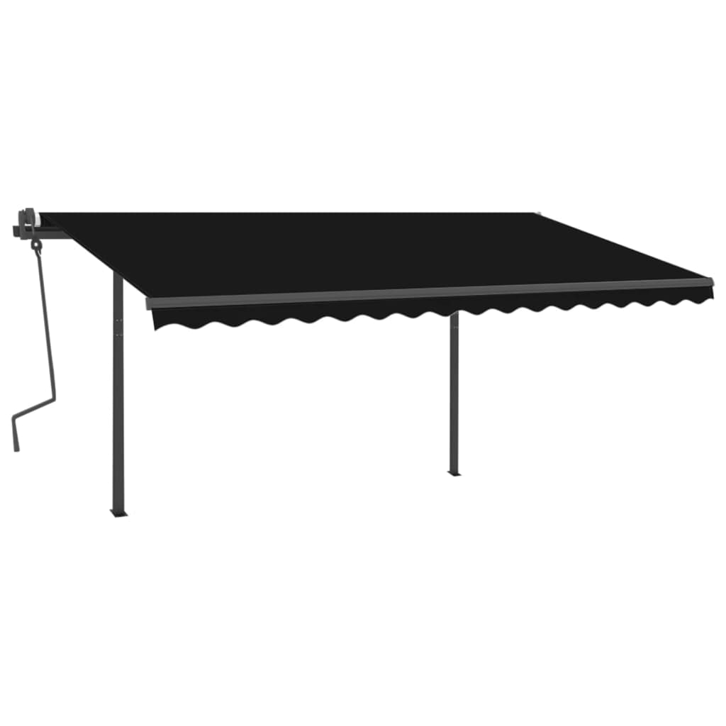 vidaXL Manual Retractable Awning with Posts 4x3.5 m Anthracite