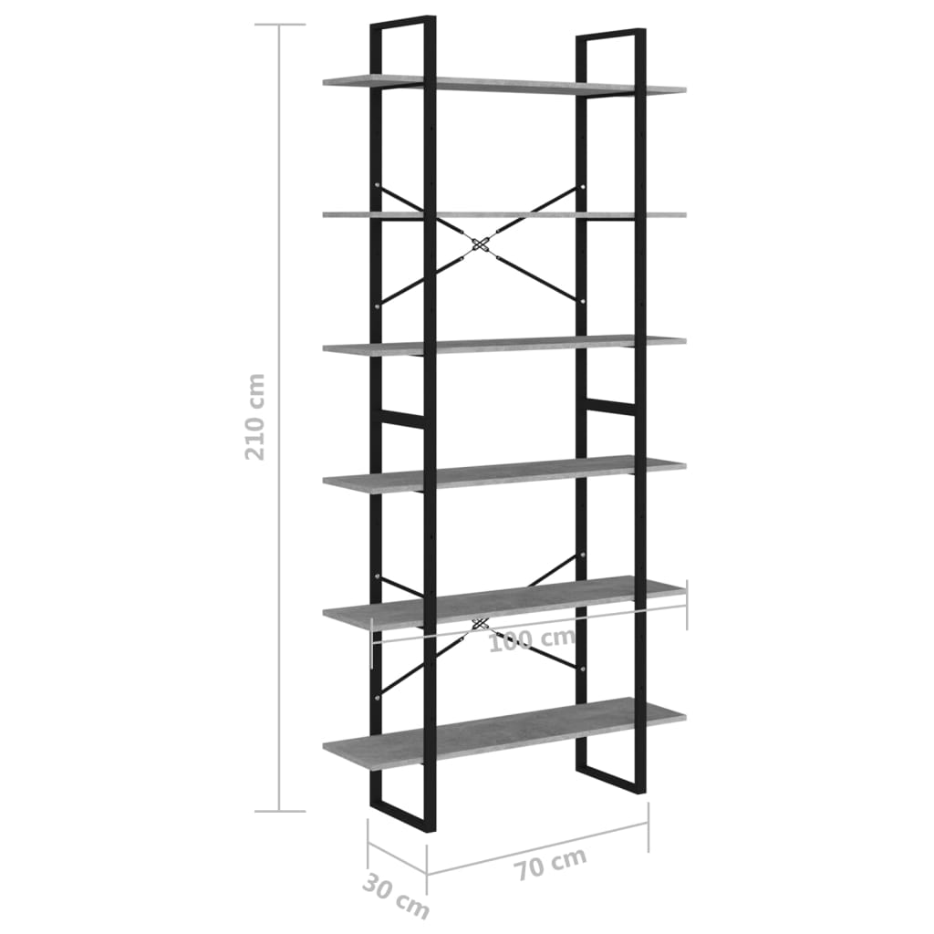 vidaXL High Cabinet Concrete Grey 100x30x210 cm Engineered Wood