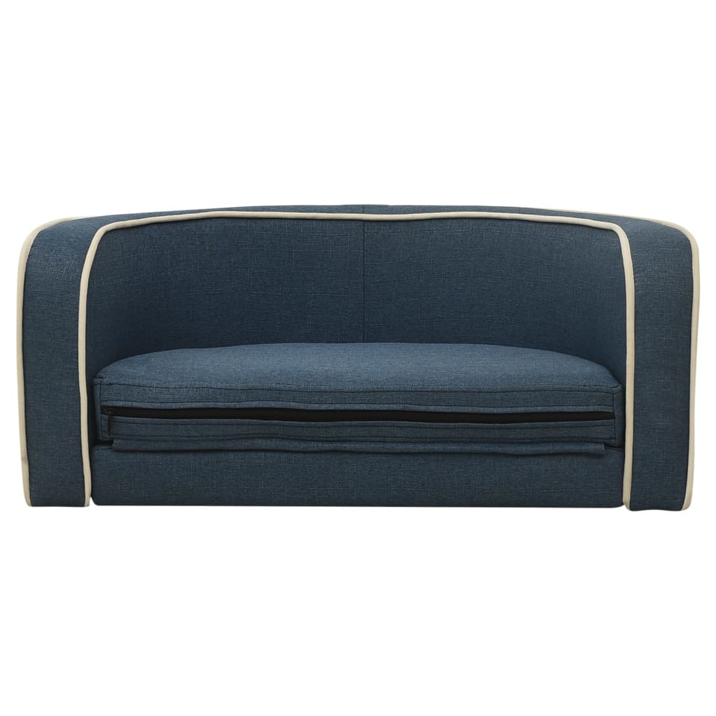 vidaXL Foldable Dog Sofa Blue 76x71x30 cm Linen Washable Cushion