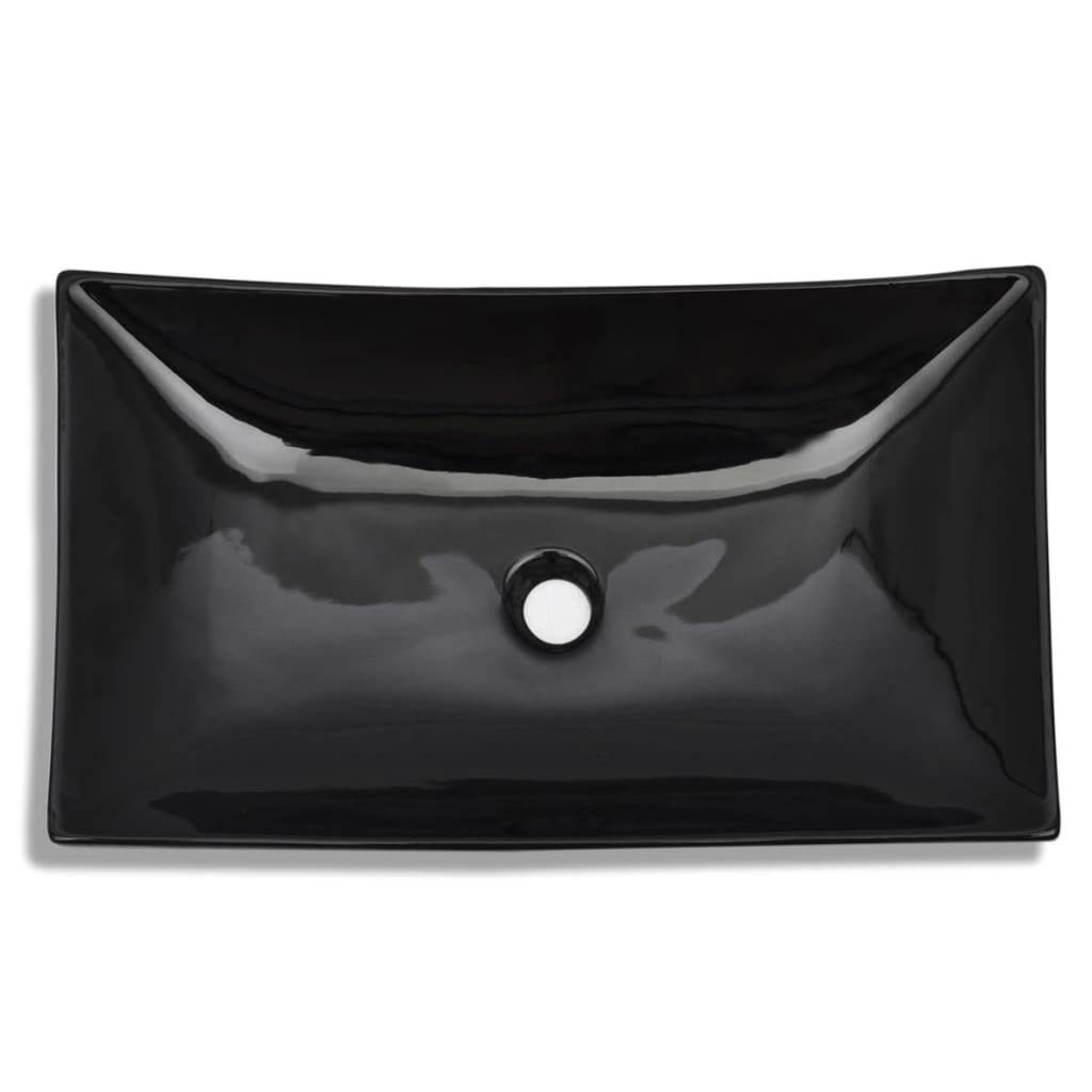 Ceramic Bathroom Sink Basin Black Rectangular