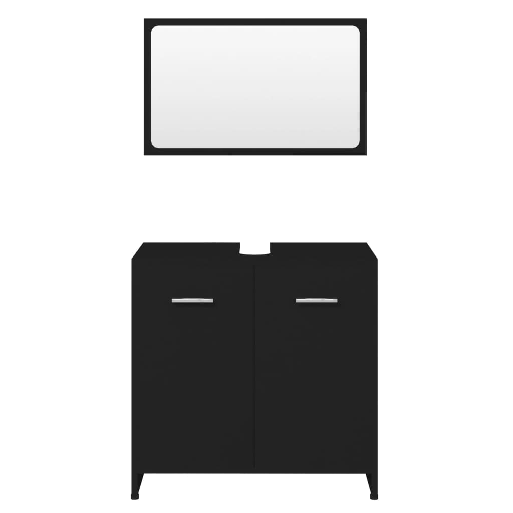 vidaXL Bathroom Furniture Set Black Chipboard