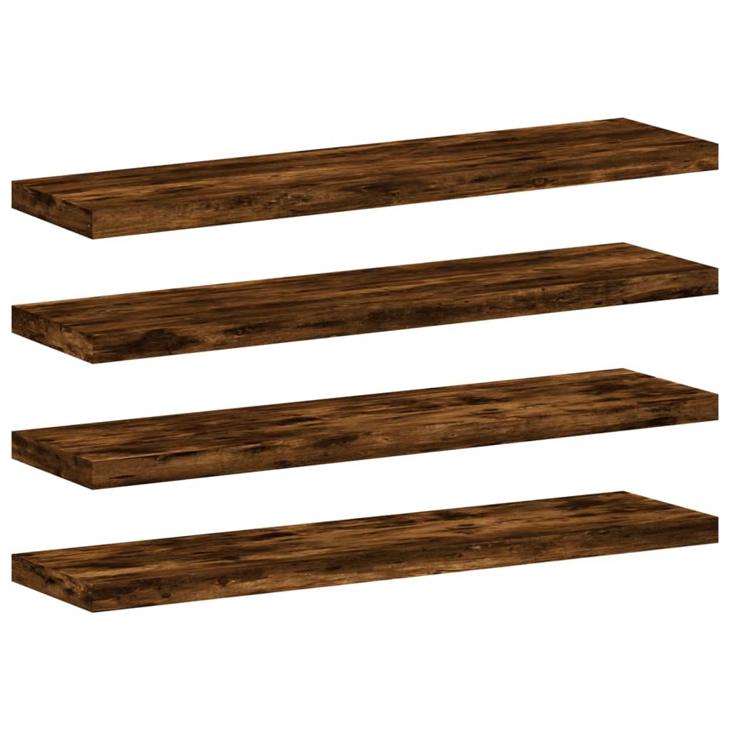 vidaXL Wall Shelves 4 pcs Smoked Oak 40x10x1.5 cm Engineered Wood