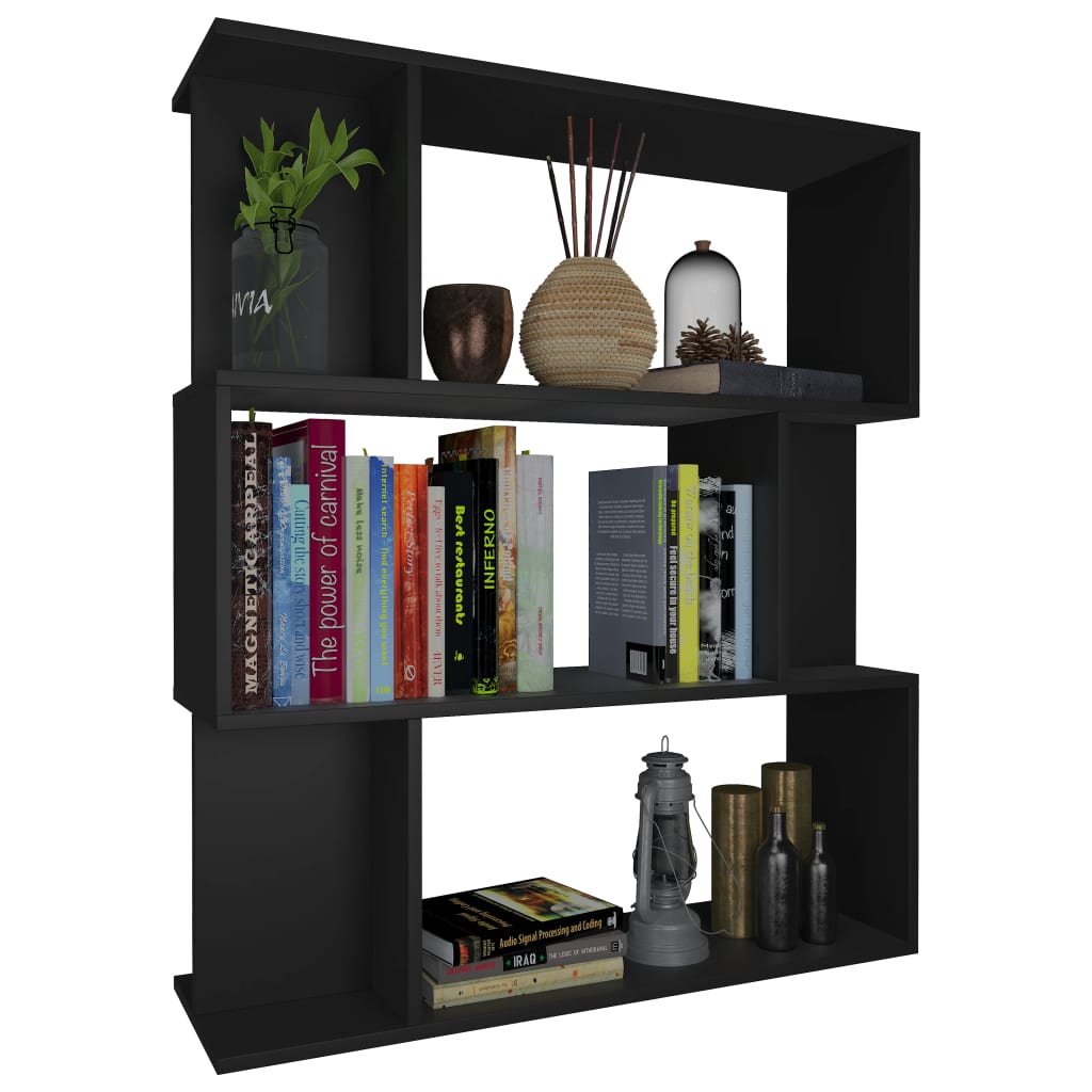 vidaXL Book Cabinet/Room Divider Black 80x24x96 cm Chipboard
