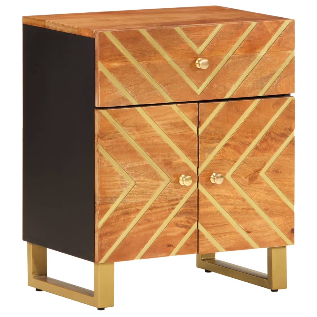 vidaXL Bedside Cabinet Brown and Black 50x33x60 cm Solid Wood Mango