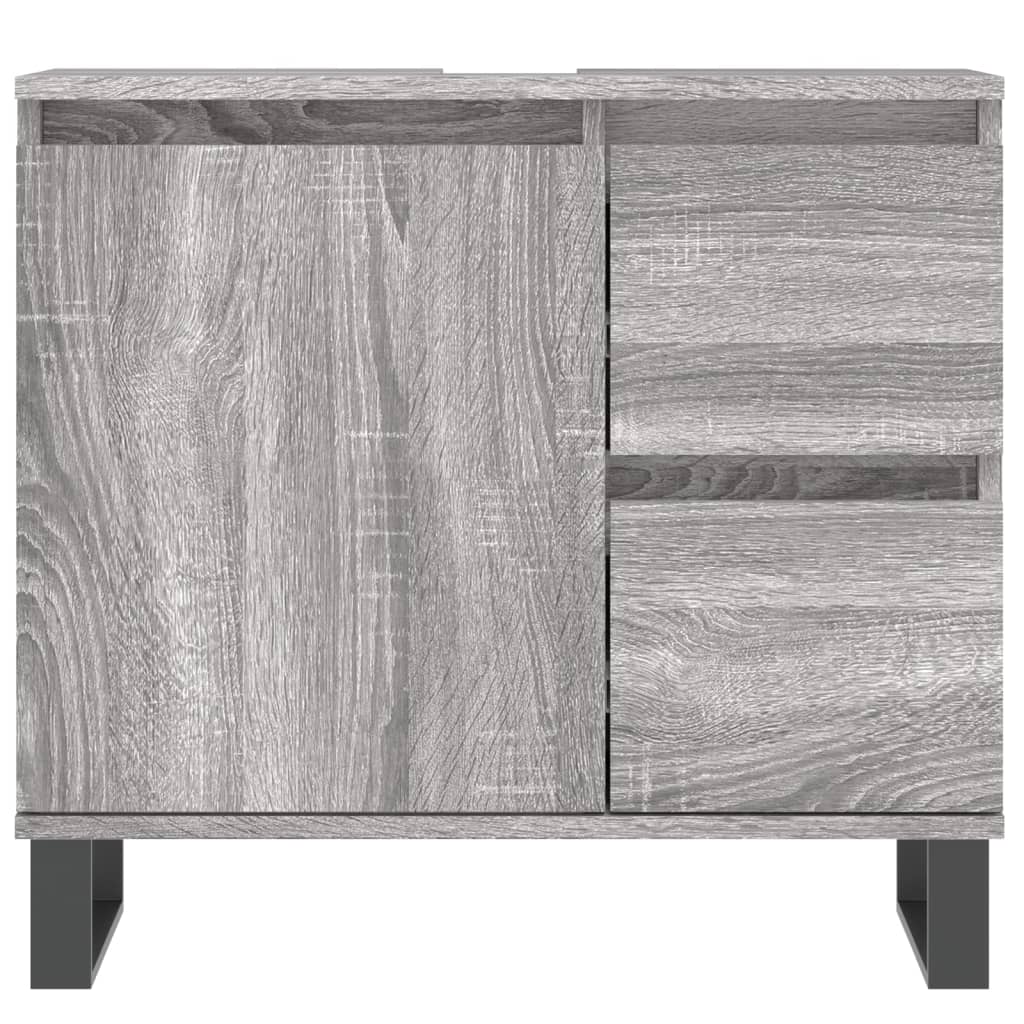 vidaXL 3 Piece Bathroom Furniture Set Grey Sonoma Engineered Wood