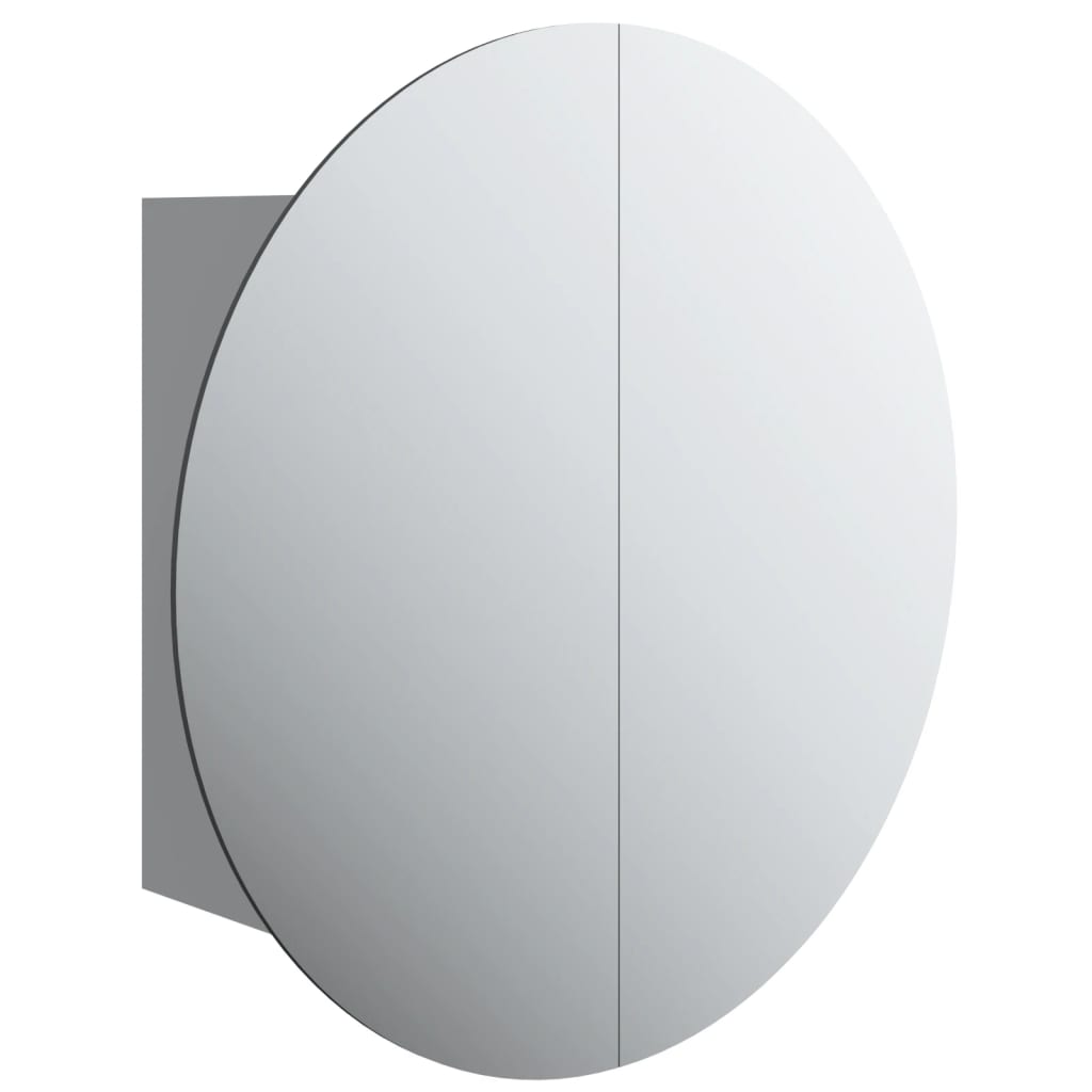 vidaXL Bathroom Cabinet with Round Mirror&LED Grey 47x47x17.5 cm