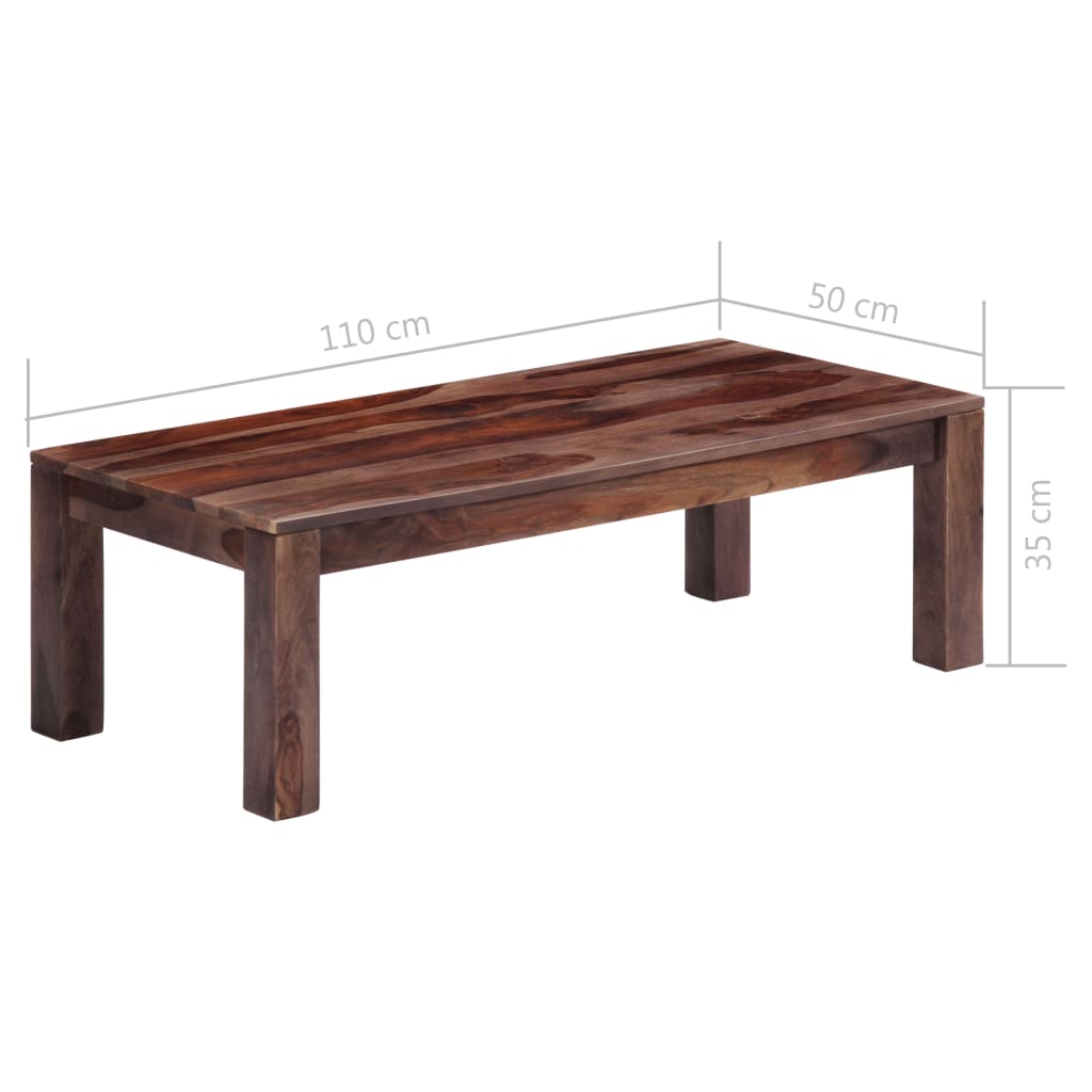 vidaXL Coffee Table Grey 110x50x35 cm Solid Sheesham Wood