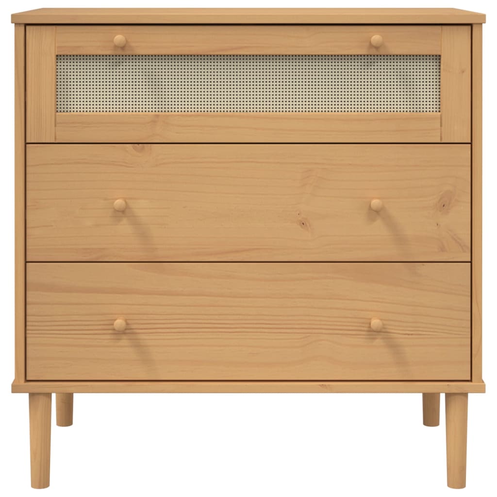 vidaXL Drawer Cabinet SENJA Rattan Look Brown 80x40x80 cm Solid Wood Pine