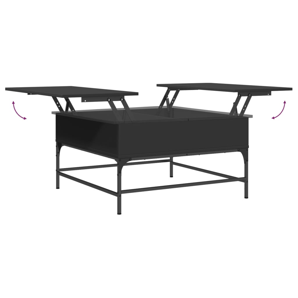 vidaXL Coffee Table Black 80x80x45 cm Engineered Wood and Metal