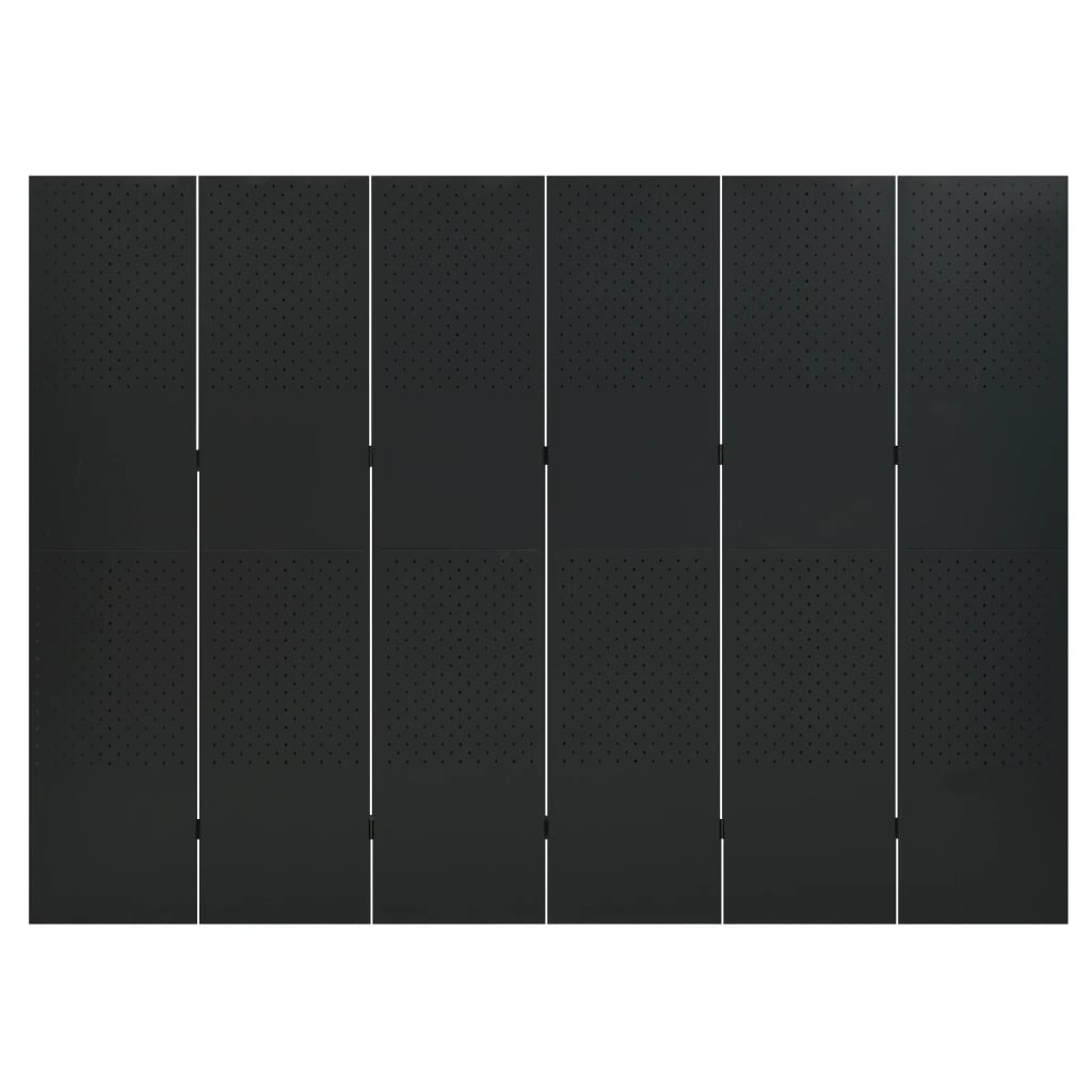 vidaXL 6-Panel Room Divider Black 240x180 cm Steel