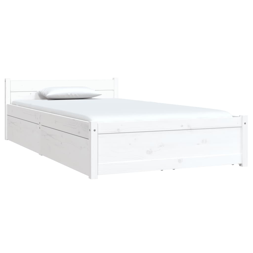 vidaXL Bed Frame with Drawers White 90x190 cm Single