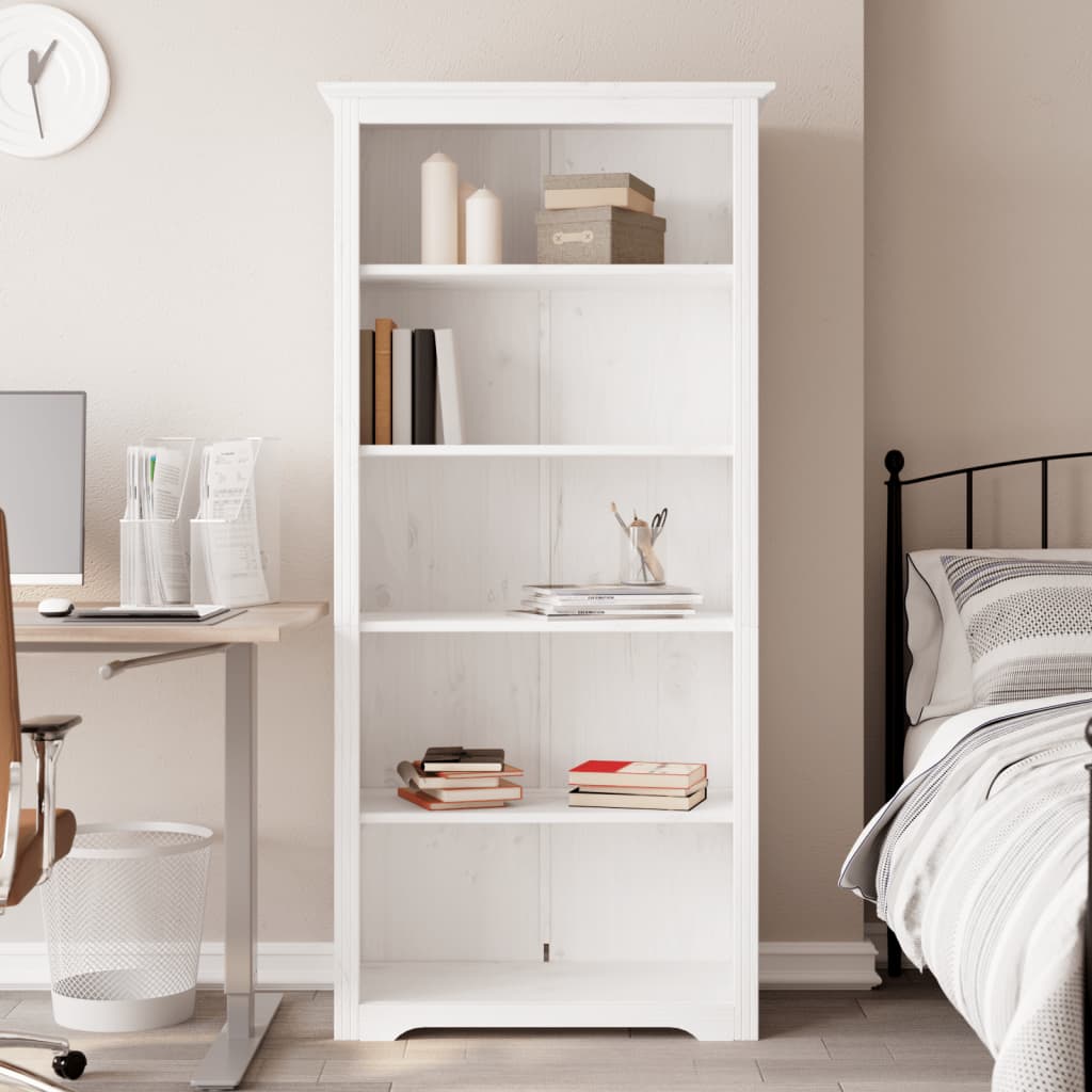 vidaXL Bookcase BODO White 80x38x180 cm Solid Wood Pine 5-Tier