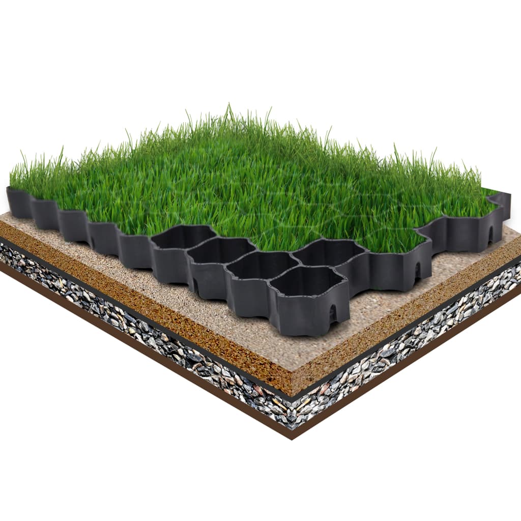 vidaXL Grass Grids 16 pcs Black 60x40x3 cm Plastic
