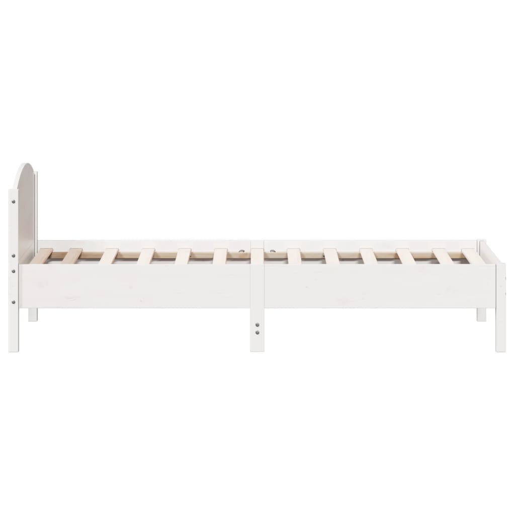 vidaXL Bed Frame with Headboard White 100x200 cm Solid Wood Pine