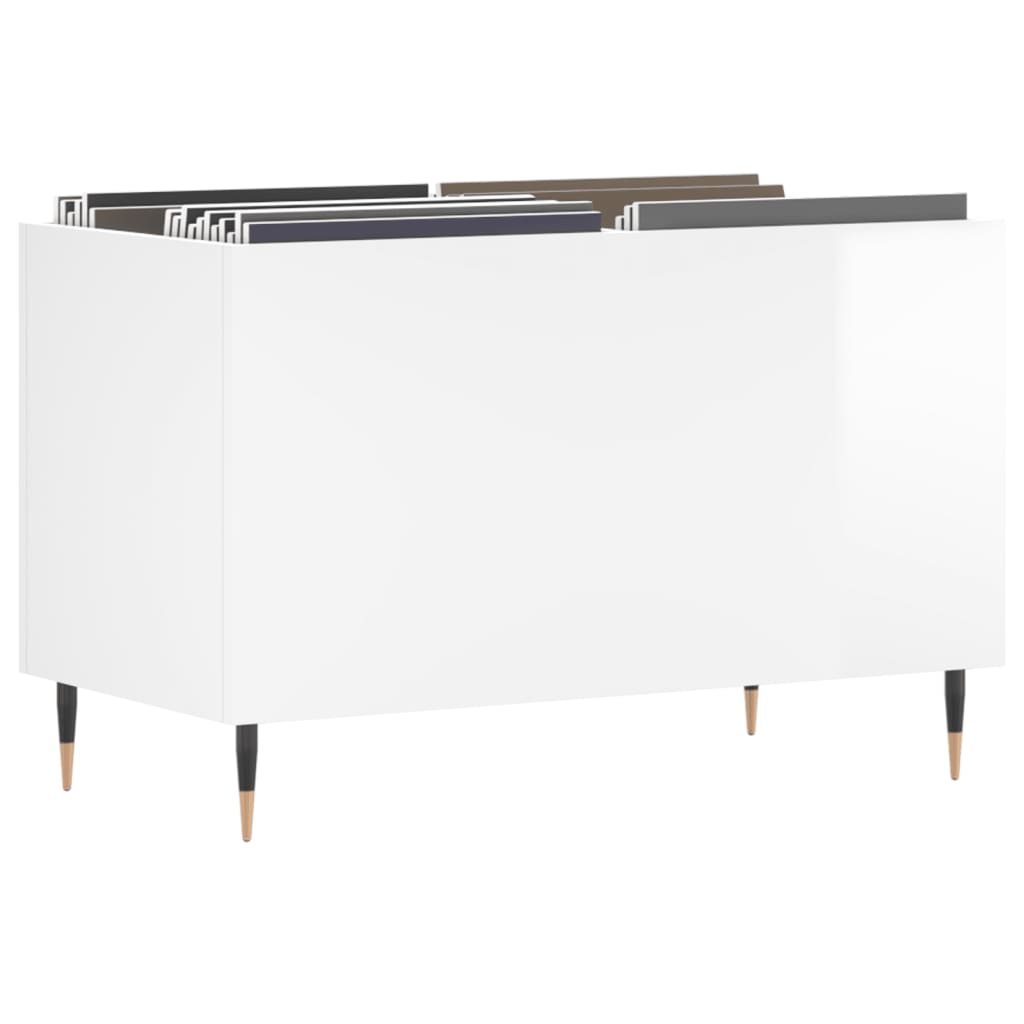 vidaXL Record Cabinet High Gloss White 74.5x38x48 cm Engineered Wood