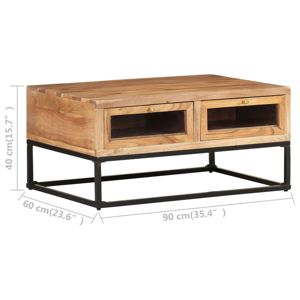 vidaXL Coffee Table 90x60x40 cm Solid Acacia Wood
