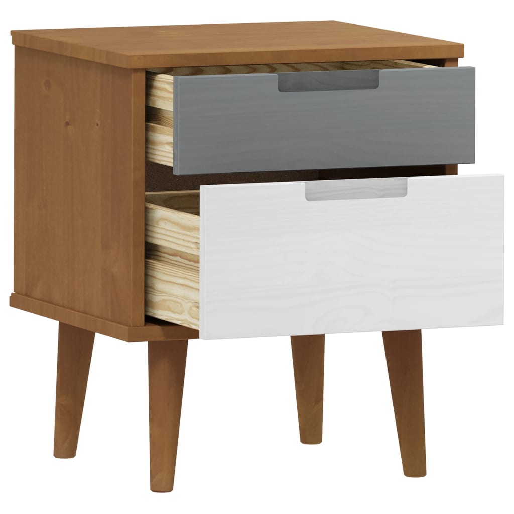 vidaXL Bedside Cabinet MOLDE Brown 40x35x48 cm Solid Wood Pine