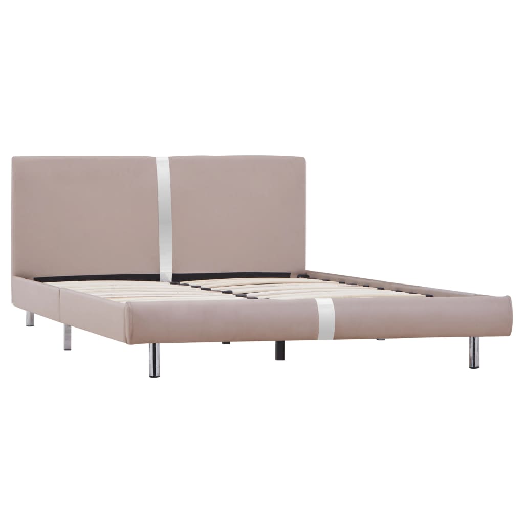 vidaXL Bed Frame Cappuccino Faux Leather 135x190 cm Double