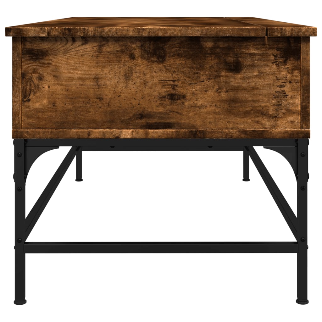 vidaXL Coffee Table Smoked Oak 100x50x45 cm Engineered Wood and Metal