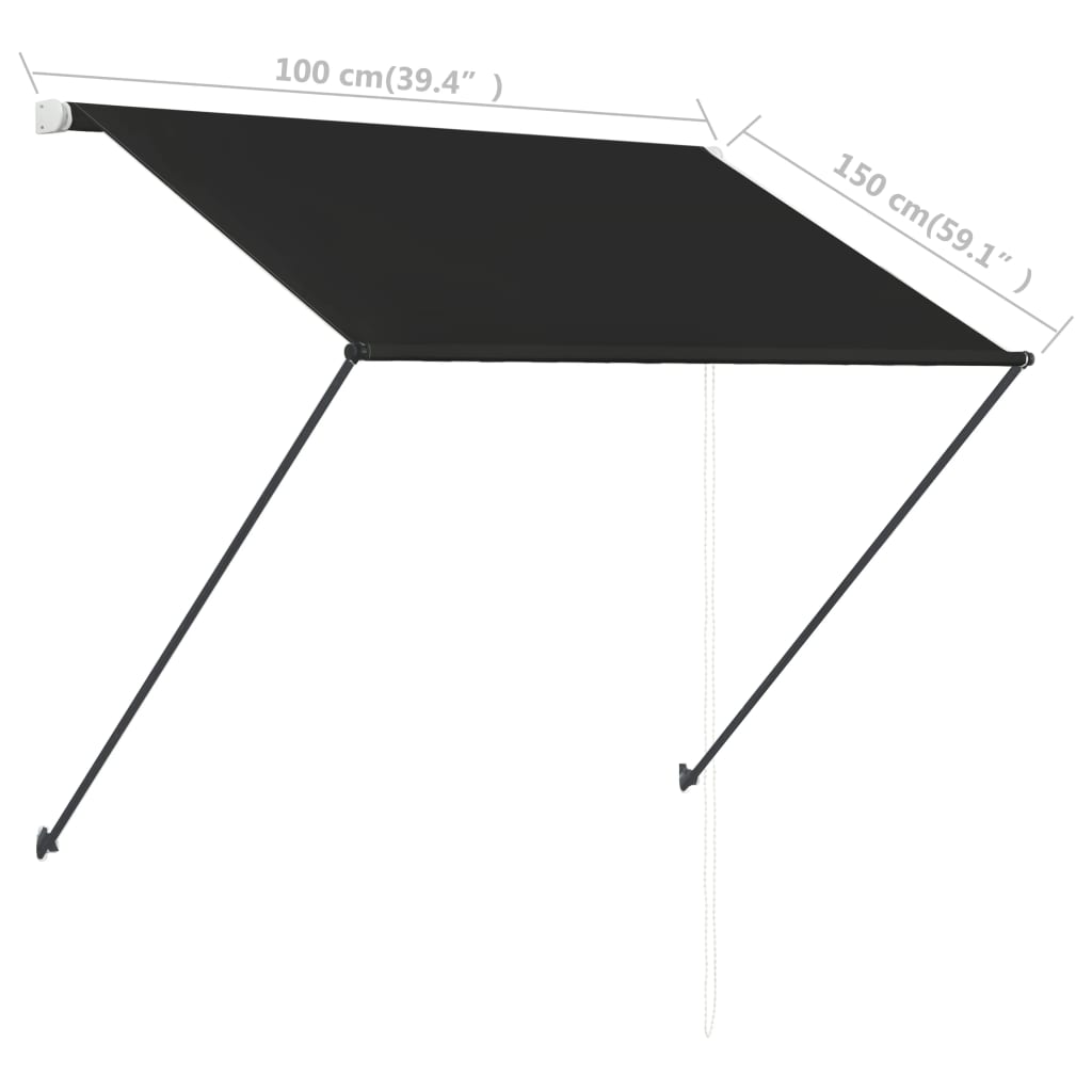 vidaXL Retractable Awning with LED 100x150 cm Anthracite