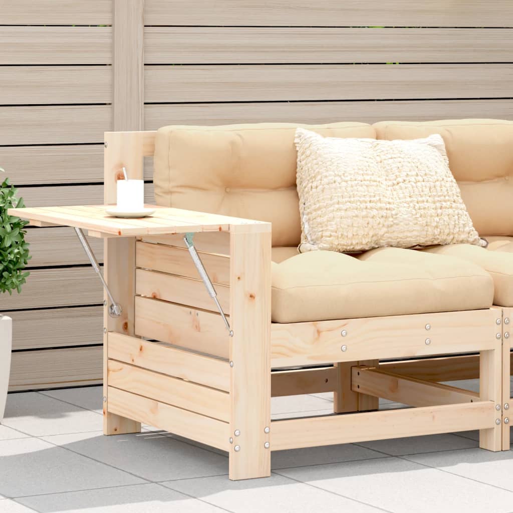 vidaXL Garden Armrest Sofa with Side Table Solid Wood Pine