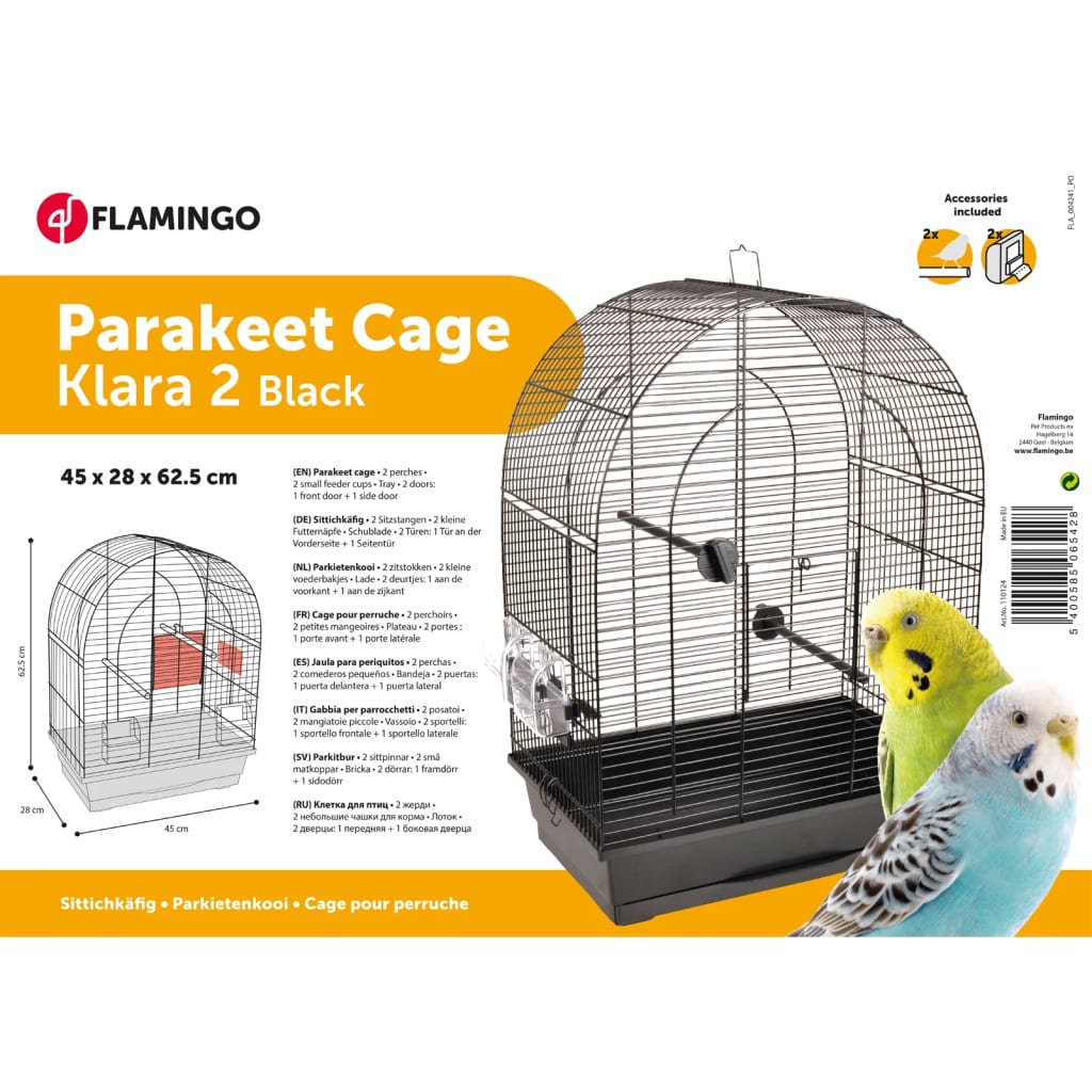 FLAMINGO Budgie Cage Klara 2 45x28x62.5 cm Black
