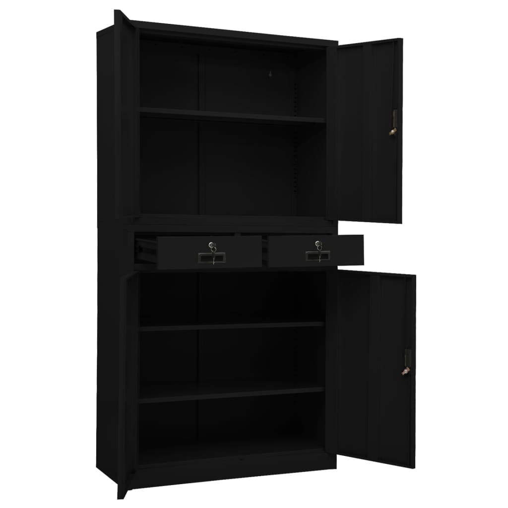 vidaXL Office Cabinet Black 90x40x180 cm Steel
