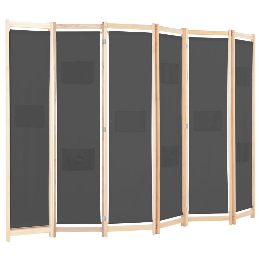 vidaXL 6-Panel Room Divider Grey 240x170x4 cm Fabric
