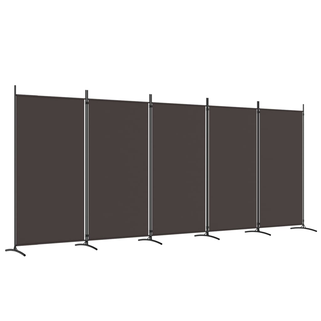 vidaXL 5-Panel Room Divider Brown 433x180 cm Fabric