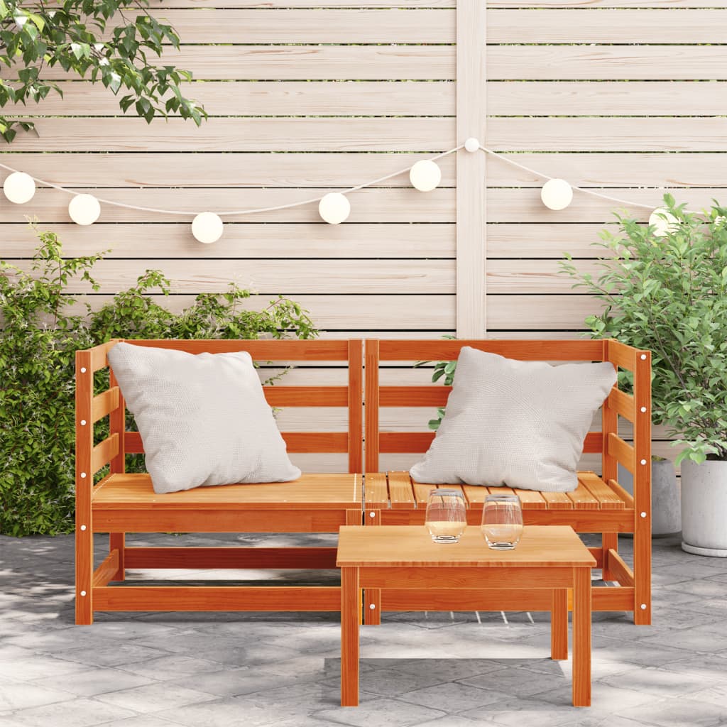 vidaXL Garden Sofas Corner 2 pcs Wax Brown 70x70x67 cm Solid Wood Pine