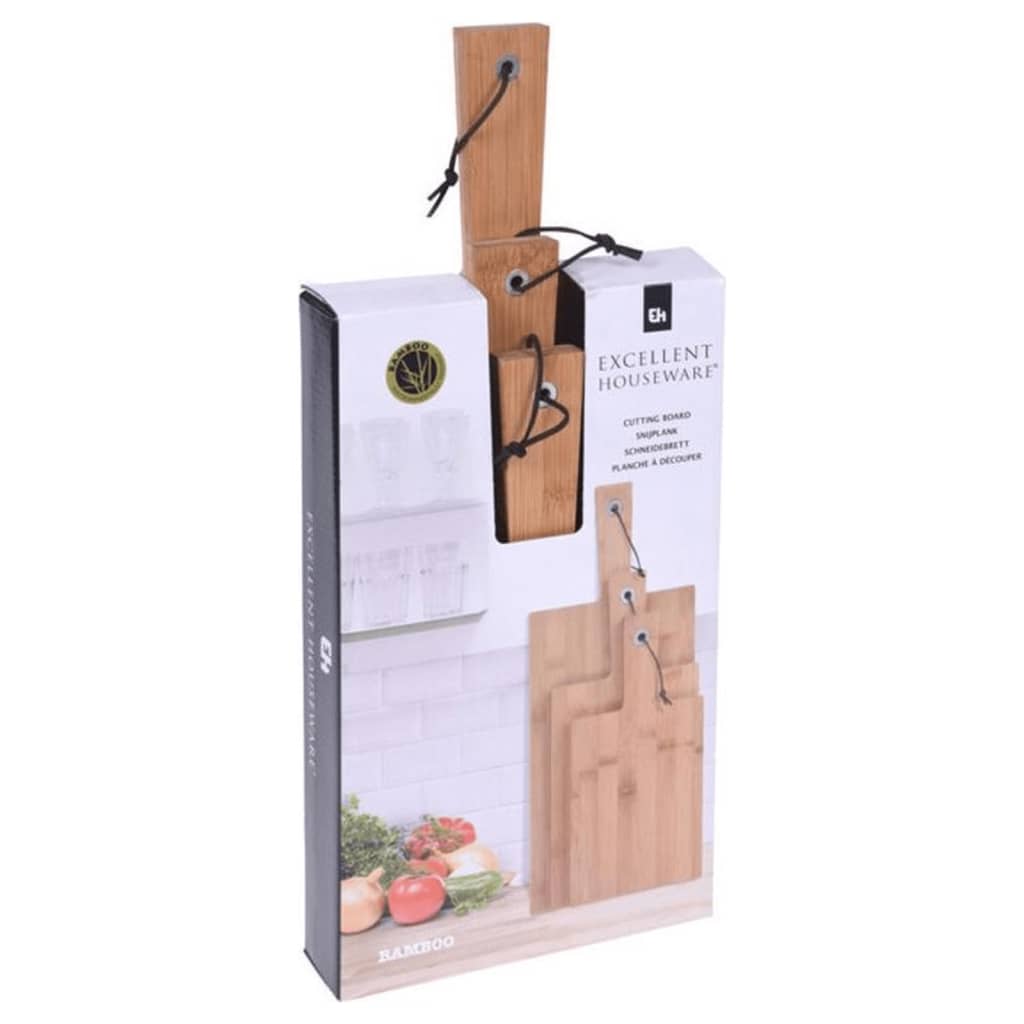 Excellent Houseware 3 Piece Chopping Board Set Bamboo