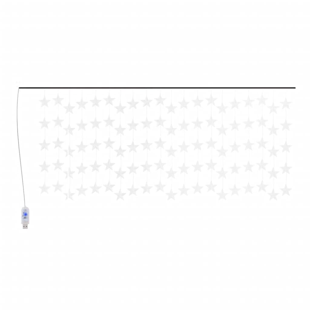 vidaXL LED Star Curtain Fairy Lights 500 LED Cold White 8 Function