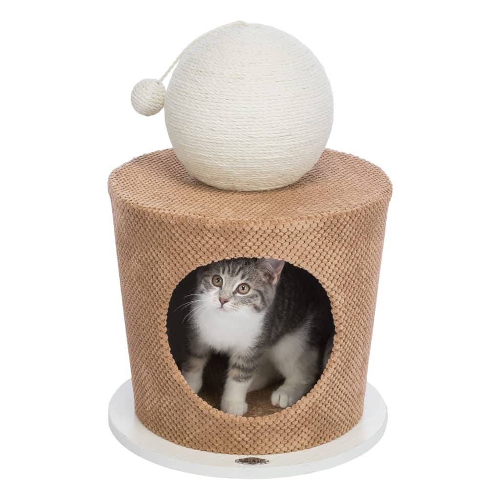 TRIXIE Cat Cuddly Cave with Scratching Ball 36x50 cm Taupe