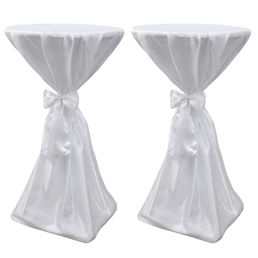 Table Cover White 60 cm with Ribbon 2 pcs