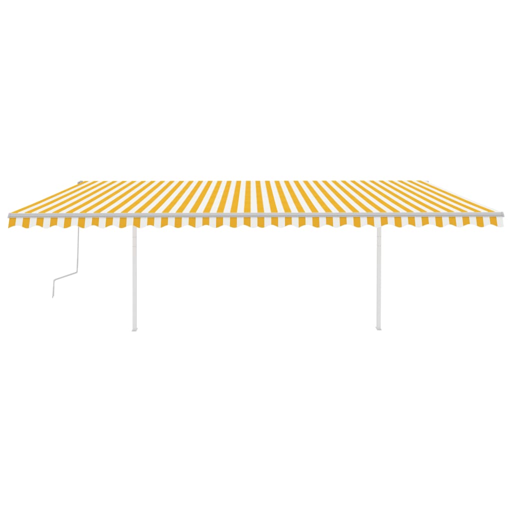 vidaXL Manual Retractable Awning with Posts 6x3.5 m Yellow and White