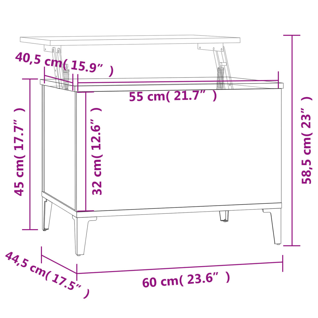 vidaXL Coffee Table Concrete Grey 60x44.5x45 cm Engineered Wood