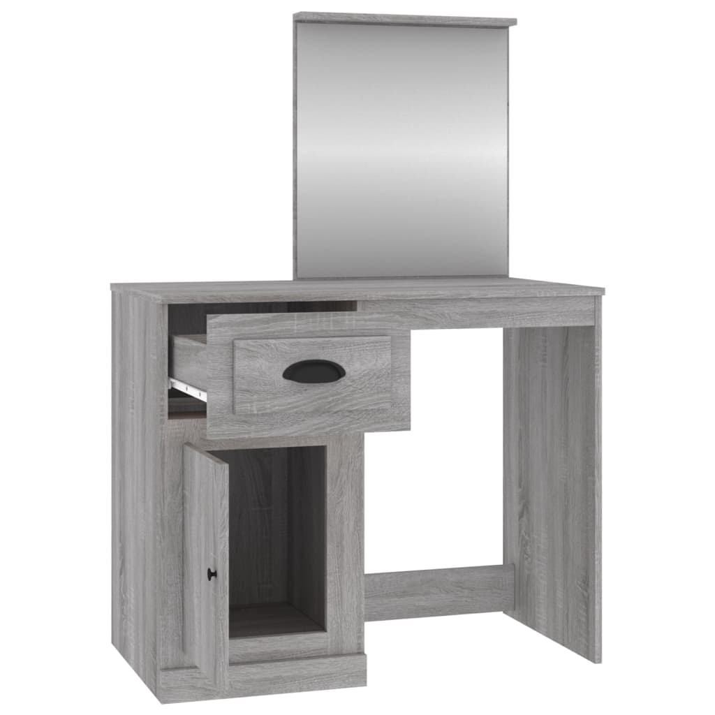 vidaXL Dressing Table with Mirror Grey Sonona 90x50x132.5 cm Engineered Wood