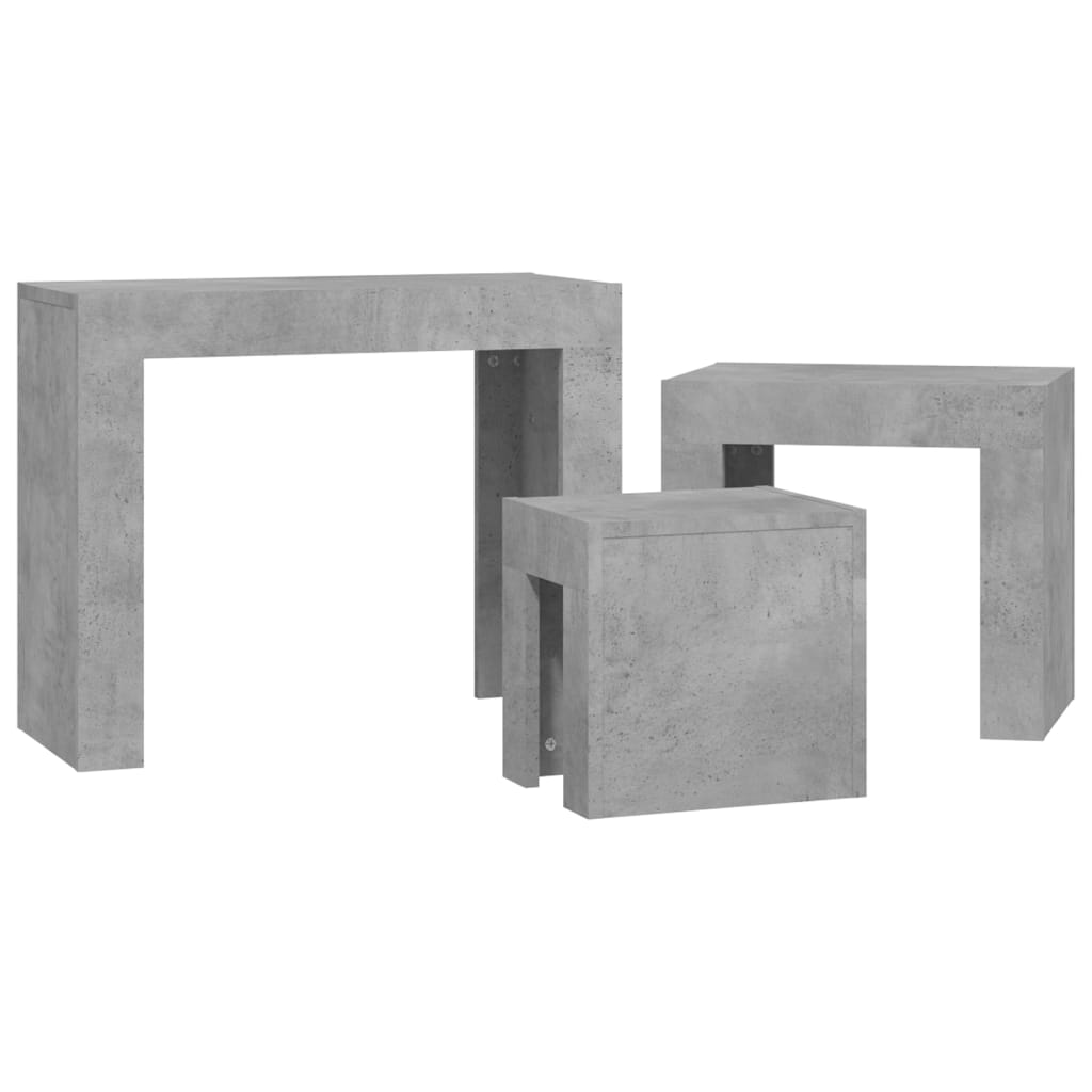 vidaXL Nesting Coffee Tables 3 pcs Concrete Grey Engineered Wood