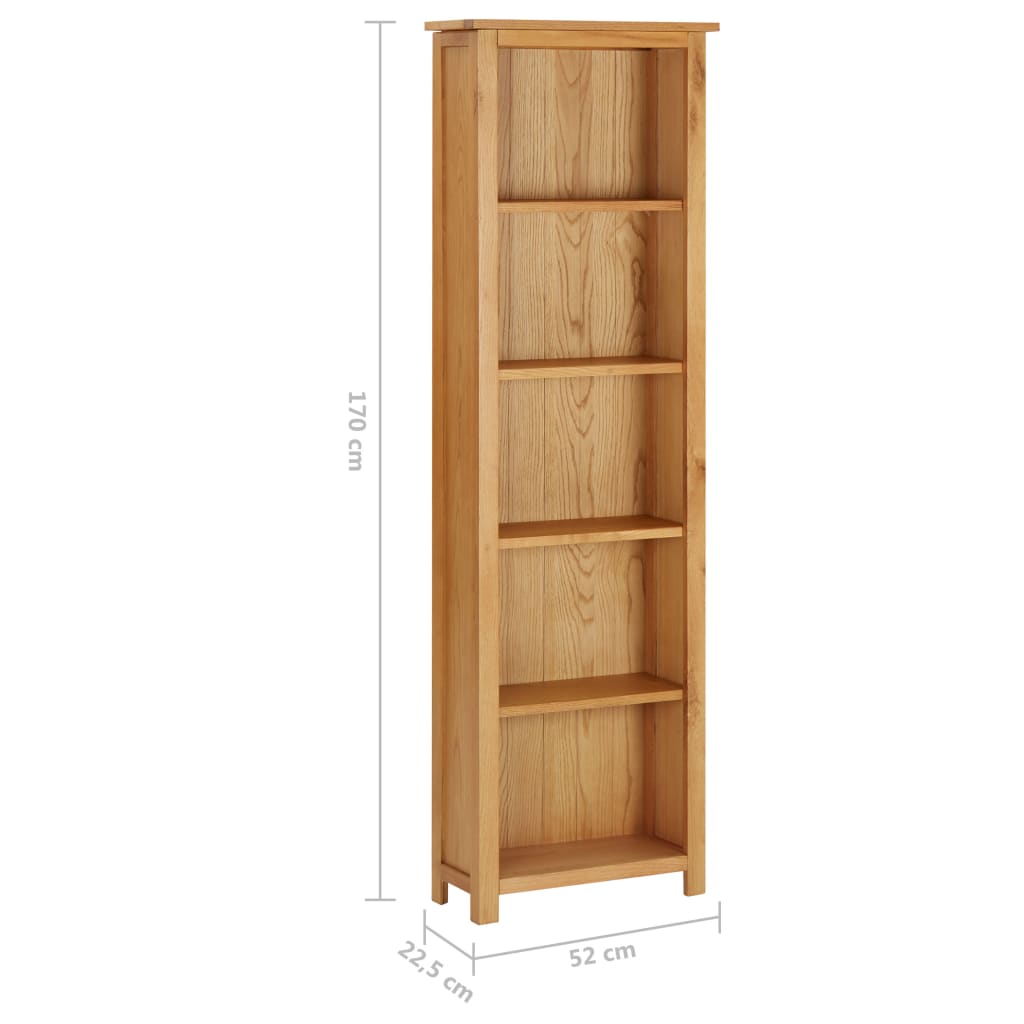 vidaXL Bookcase 52x22.5x170 cm Solid Oak Wood