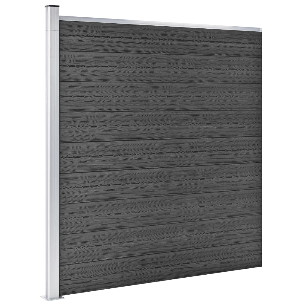 vidaXL Fence Panel Set WPC 1218x186 cm Black