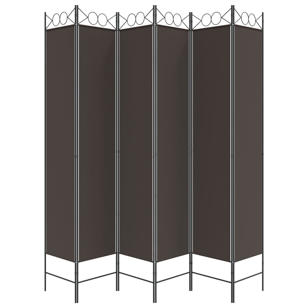 vidaXL 6-Panel Room Divider Brown 240x220 cm Fabric