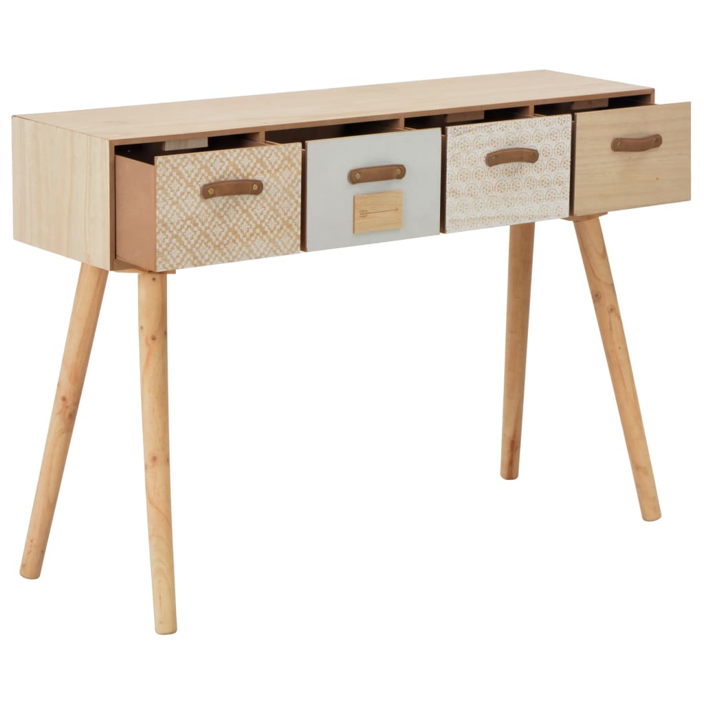 vidaXL Console Table with 4 Drawers 110x30x75 cm Solid Pinewood