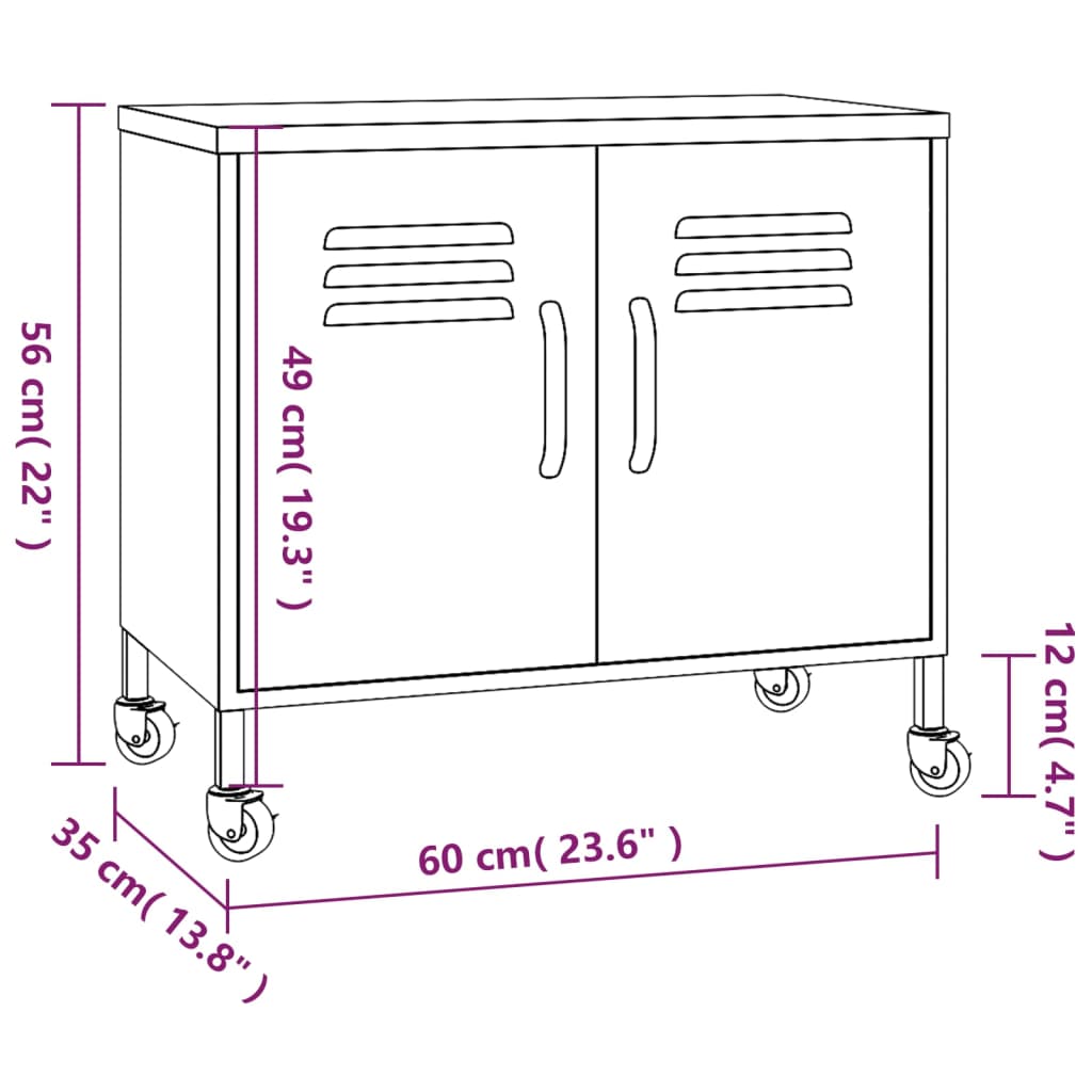 vidaXL Storage Cabinet Pink 60x35x56 cm Steel