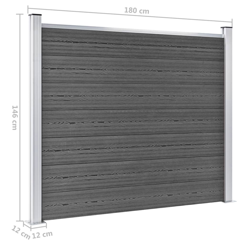 vidaXL Fence Panel Set WPC 872x146 cm Black